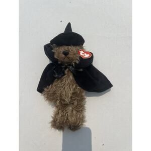 Halloween Witch Teddy Bear Brown Ty Attic Treasures Esmeralda Black Hat & Cape